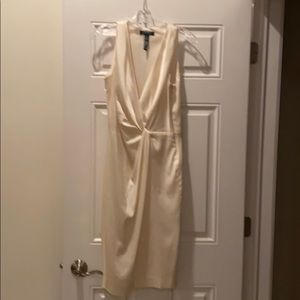 Cream plunging cocktail dress